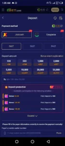 Deposit in 8bet game