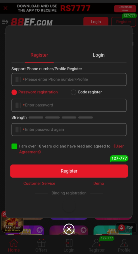 88EF APK Register & Login 
