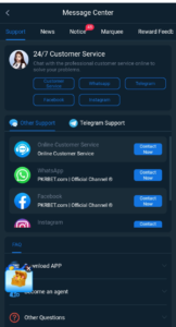 pkr bet game costumer service