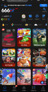 666W Game lobby with diffrent games