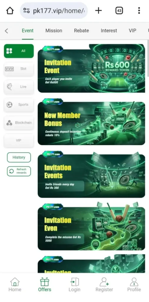 PK177 Game daily rewards and bonus coins for real money earning in Pakistan