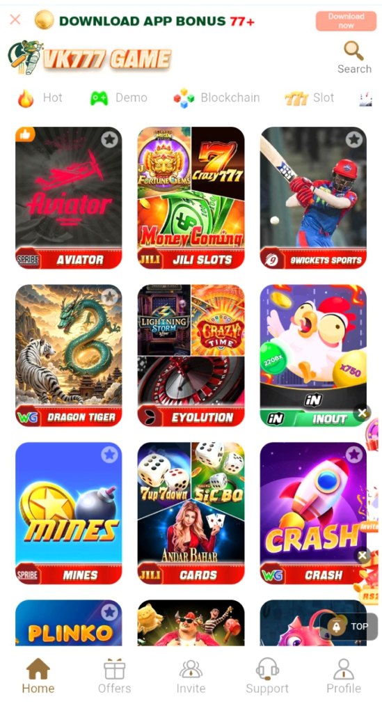 VK777 Game Download Lobby With Games 